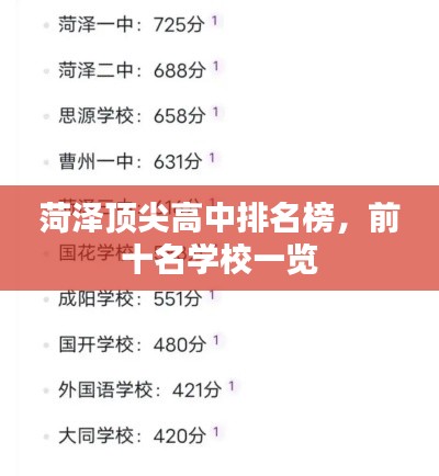 菏泽顶尖高中排名榜,前十名学校一览