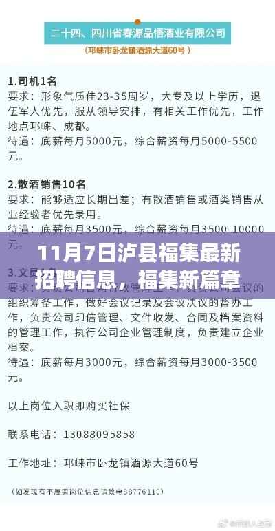 泸县福集最新招聘奇遇,开启新篇章,探寻职场机遇